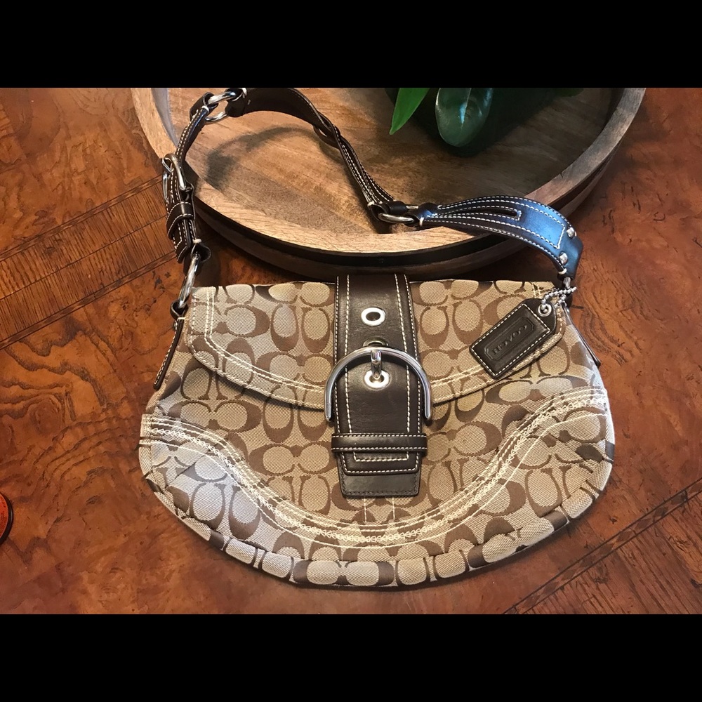 Coach Signature Leather Brown Handbag
